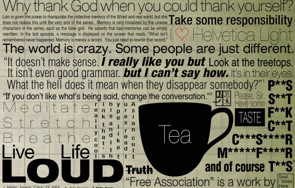 Фон из надписей, чай