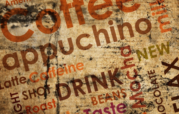 Фон из надписей о кофе