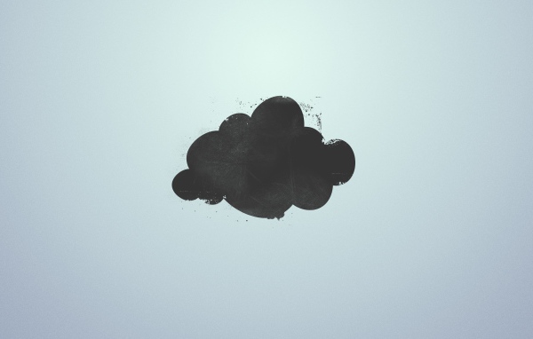 Черное облако на сером фоне