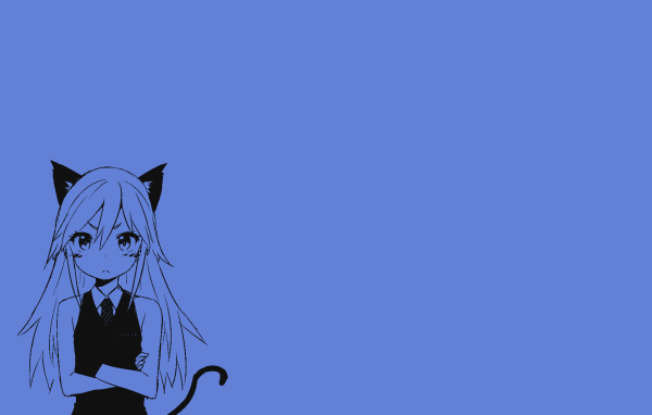 Девушка кошка, аниме голубой фон