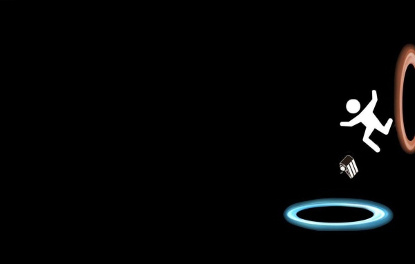 Человек перемещается в портале, черный фон