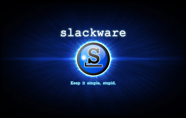 Операционная система Slackware, синий фон