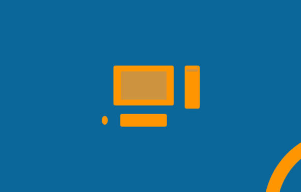 Стилизованное изображение компьютера, голубой фон