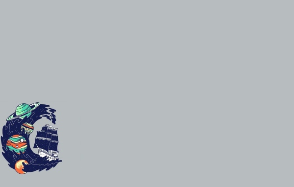 Волна захлестывает корабль, серый фон