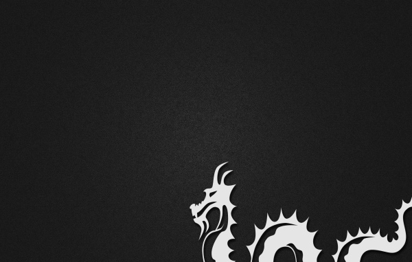 Белый дракон, черный фон