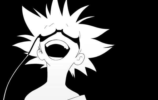 Белое лицо на черном фоне, аниме Ковбой Бибоп