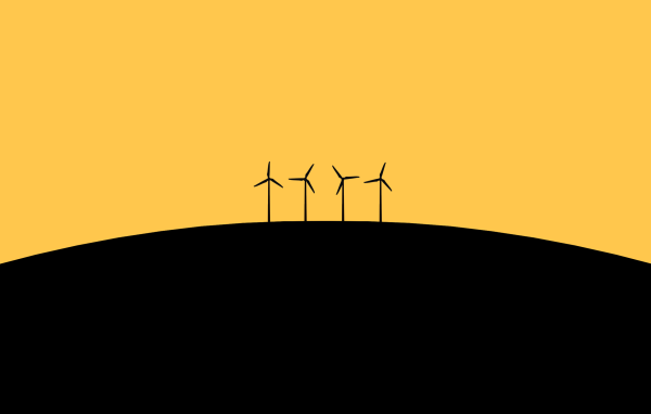Ветрогенераторы, черно оранжевый фон