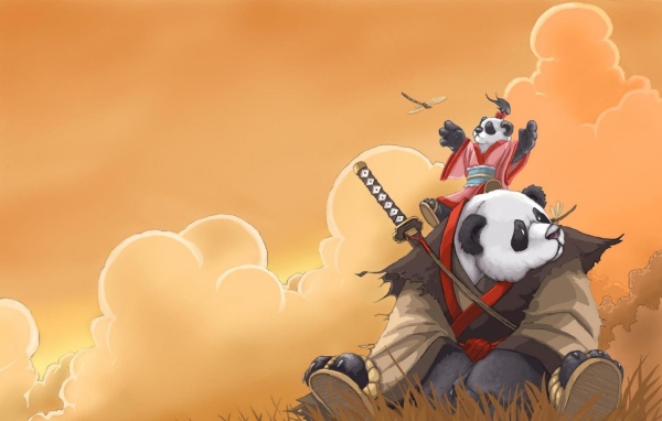 Панда самурай с детенышем, мультфильм Кунг-фу панда