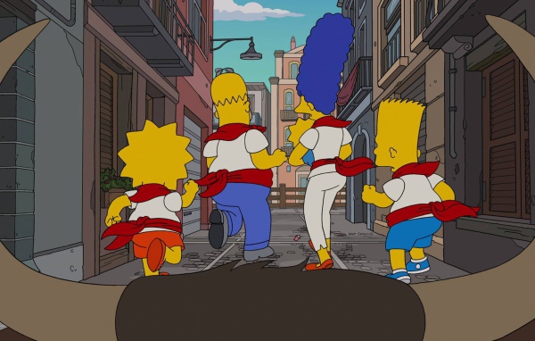 Симпсоны убегают от быка