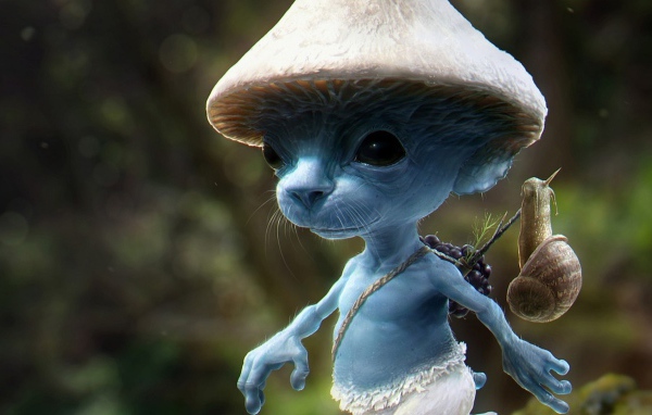 Зверек Смурф в лесу, мультфильм