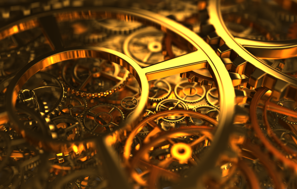 Золотые шестеренки на часах