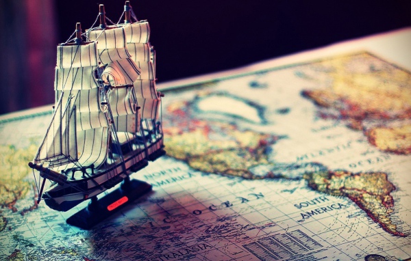 Модель корабля на карте мира