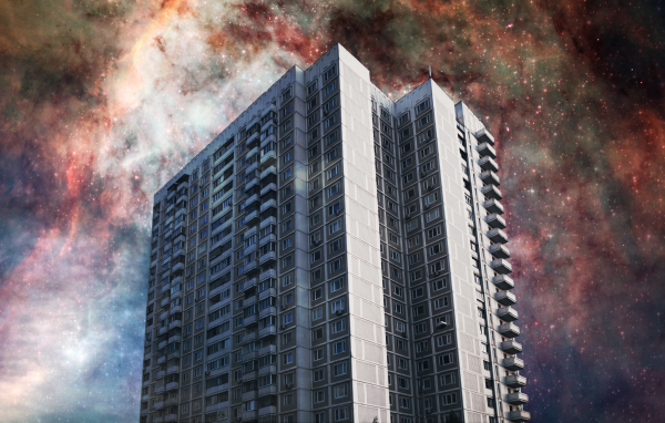 Жилой дом на фоне звезд