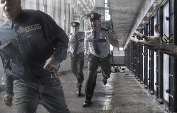 Преступник убегает от охраны в тюрьме