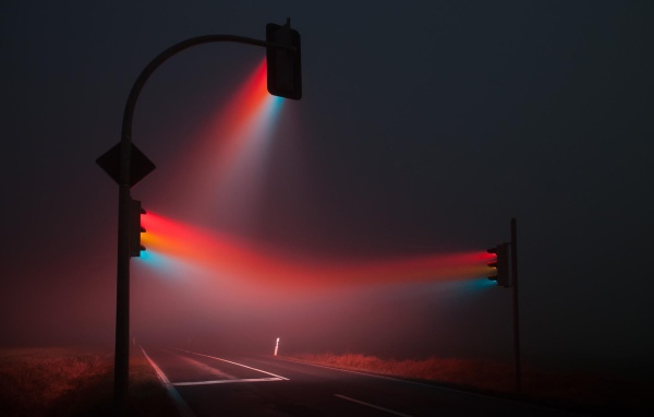 Свет светофоров в тумане