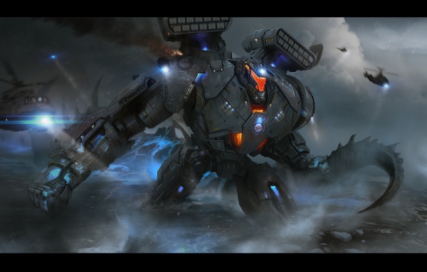 Огромный мех робот в море