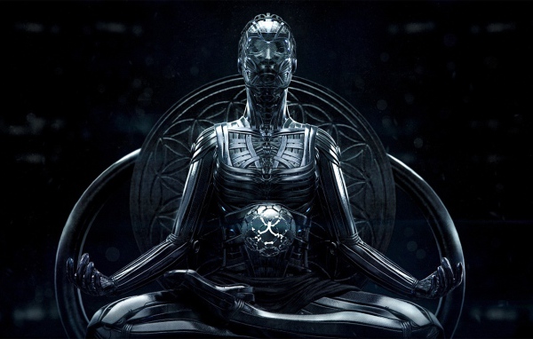 Робот в позе йога