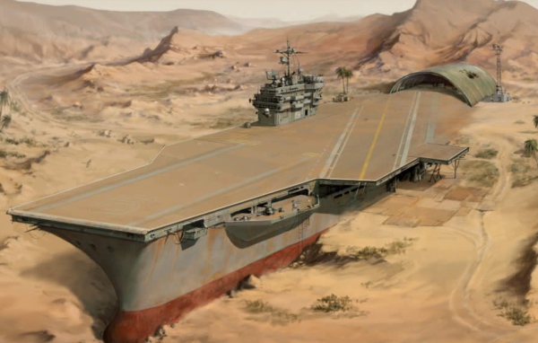 Авианосец в пустыне после засухи