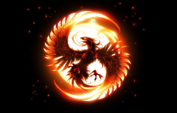 Птица в огненном шаре