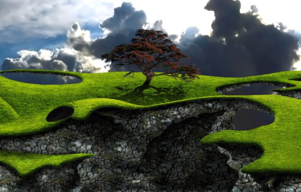 Фантастический пейзаж с парящими островами