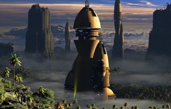 Фэнтези город в стране пальм