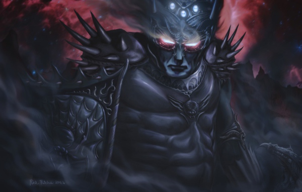 Фэнтези персонаж в черных латах