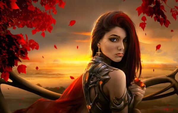 Фэнтези девушка в железных латах