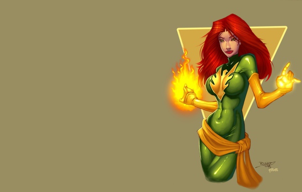 Огненная девушка из комиксов Марвел