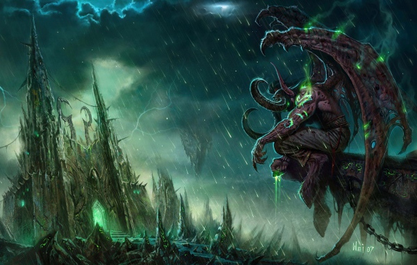 Горгулья сидит под кислотным дождем