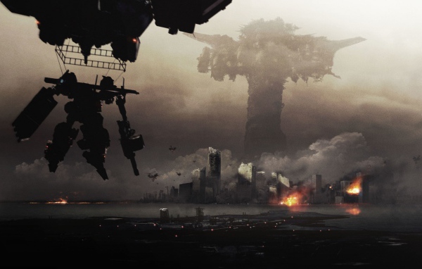 Робот во время войны в мегаполисе