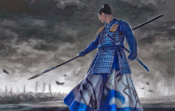 Самурай в синей одежде