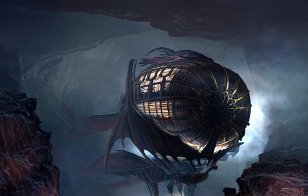 Дирижабль спрятан в пещере