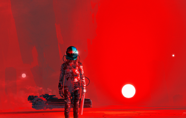 Девушка космонавт в красной дымке, Kuldar Leement