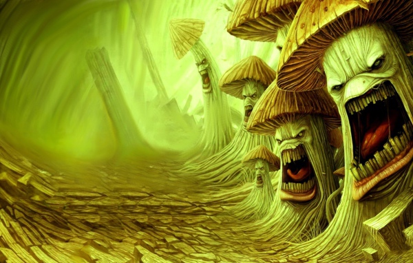 Зубастые грибы у дороги