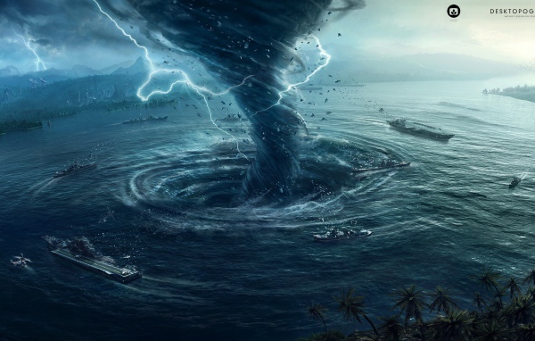 Торнадо создало водоворот в заливе