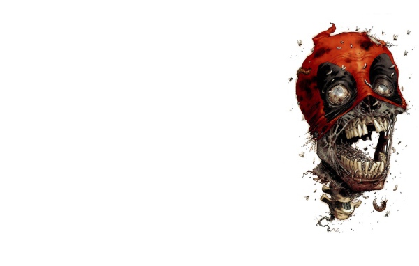 Зомби Дэдпул на белом фоне