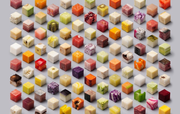Кубики из различных продуктов