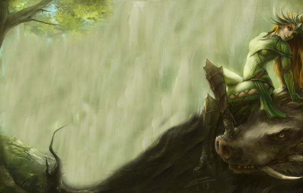 Артемис на лесном звере, игра Smite