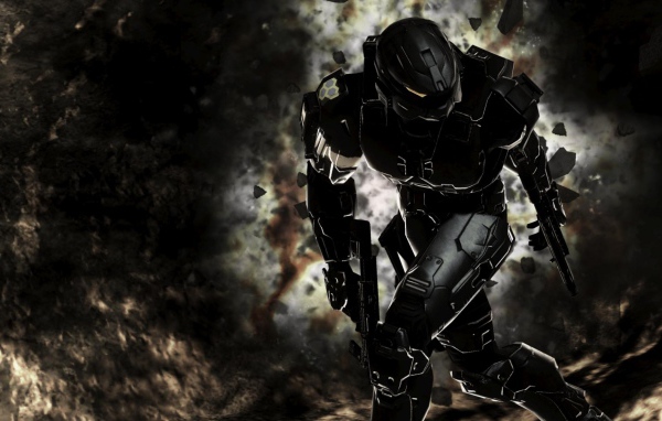 Черный робот Master Chief из игры Хало 3