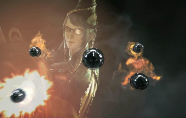 Пули летят в игре Bayonetta 2