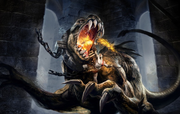 Огнедышащий зверь в игре God of War