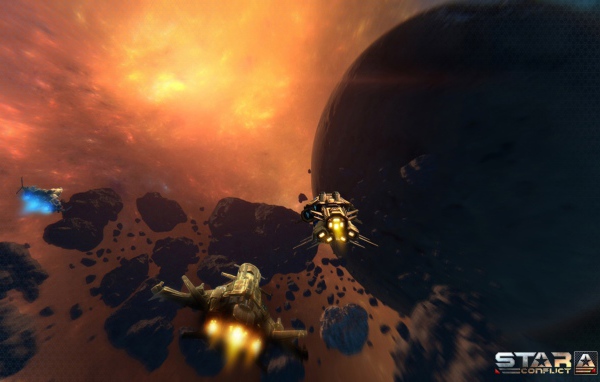 Полет между астероидами в игре Star conflict