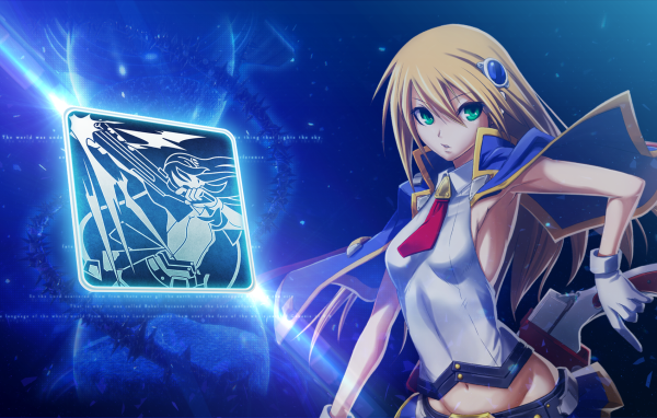 Зеленоглазая Ноэль Вермилион в игре Blazblue