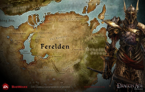 Карта земель в игре Dragon Age