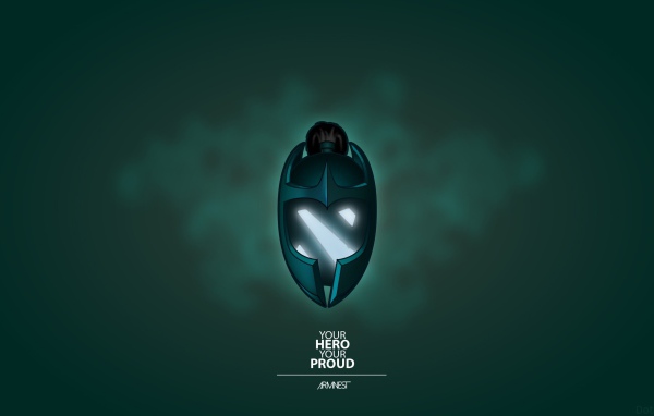 Маска из игры Dota 2, зеленый фон