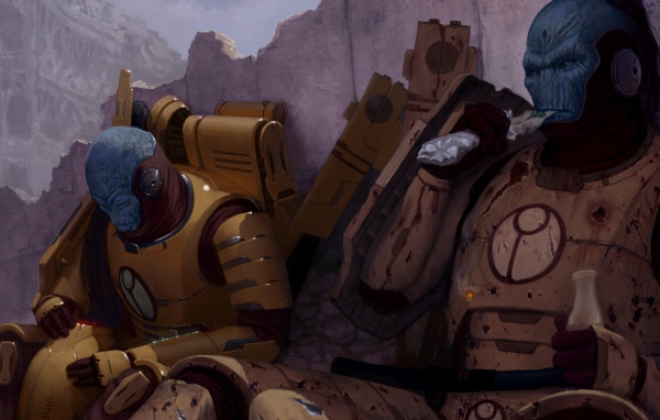 Солдаты империи на отдыхе в игре Warhammer 40000