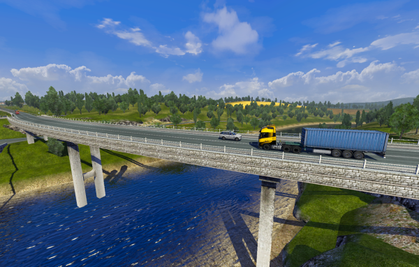 Мост над рекой в игре Euro Truck Simulator 2