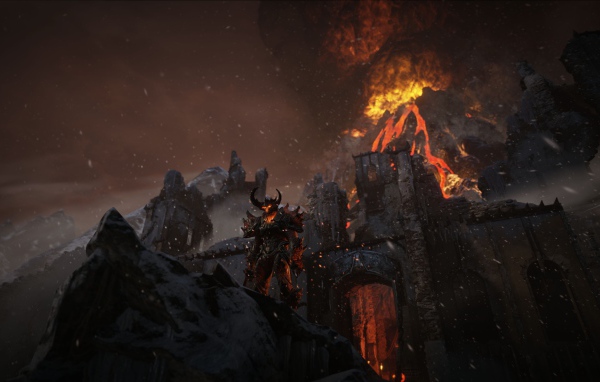 Демон у огненной горы в игре Unreal Engine 4