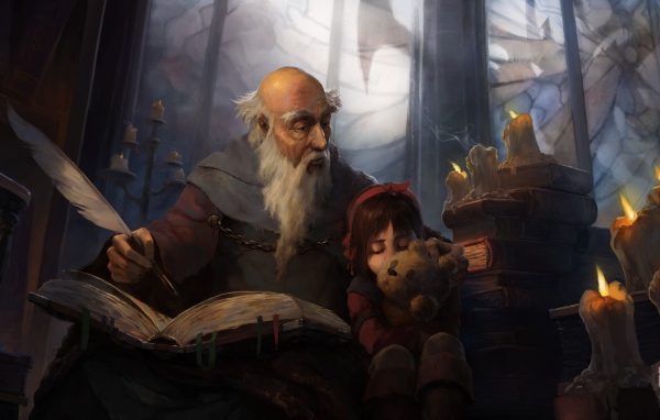 Старик и девочка, игра Diablo