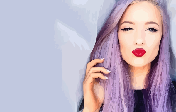 Девушка с фиолетовыми волосами, рисунок